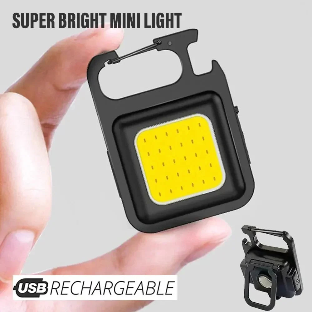 Mini COB Keychain Flashlight 600LM – 4 Modes, Magnetic, Rechargeable