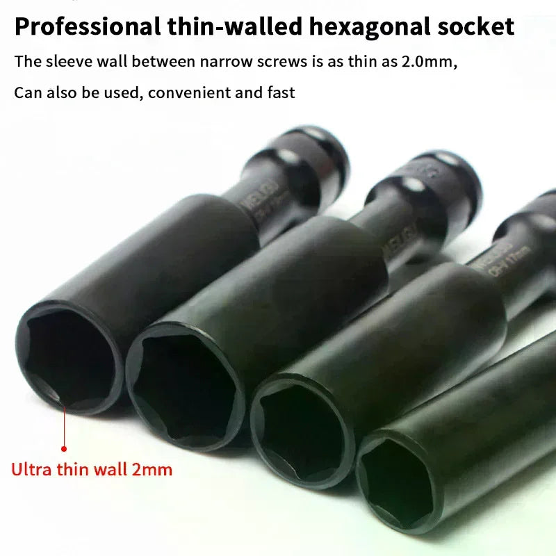 1/2" Drive Hex Socket Wrench Set 8-19mm | Chrome-Vanadium Hex Socket Wrench Peaceful Pleasures Health and Wellness