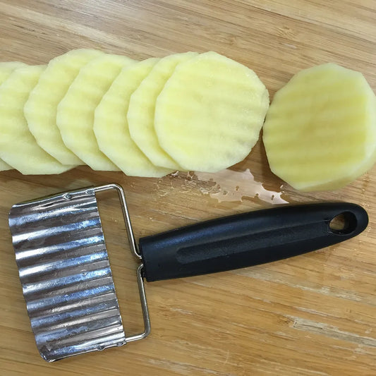 Professional Crinkle Fry Cutter Stainless Steel Wavy Knife for Potato Vegetable Fruit Soap Slicing Effortless Food Prep Compact Peaceful Pleasures Health and Wellness Default Title