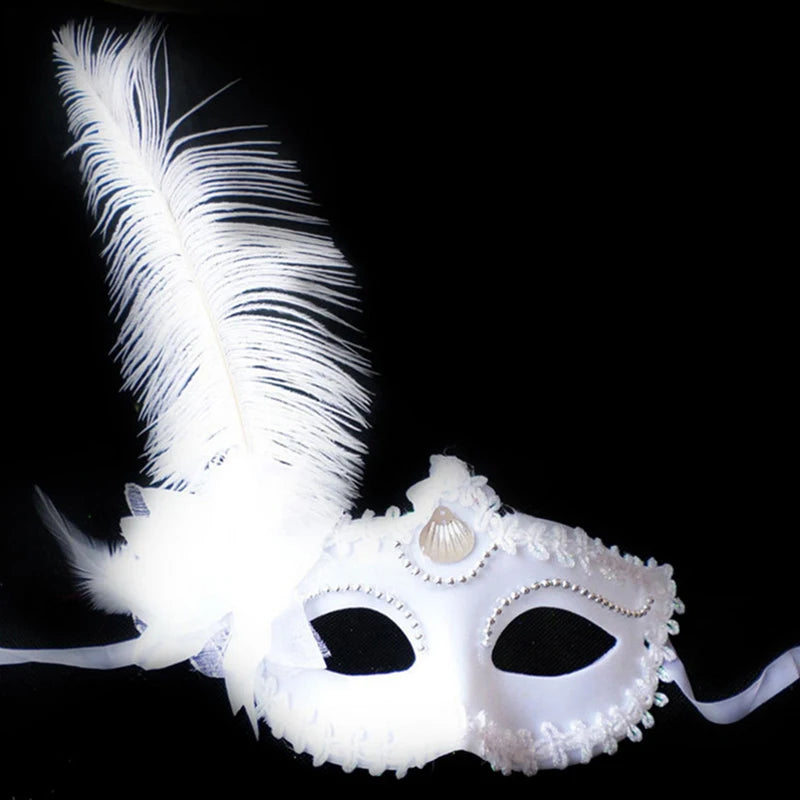 Venetian Feather Masquerade Mask for Women | Half Face