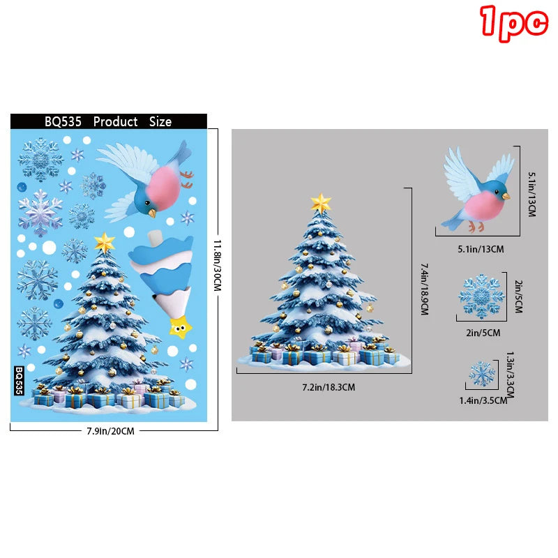 Christmas Window Clings – Tree, Snowman & Snowflake Decals