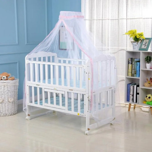 Baby Crib Mosquito Net Dome Canopy | Breathable Newborn Tent Baby Crib Canopy Net Peaceful Pleasures Health and Wellness Pink Border