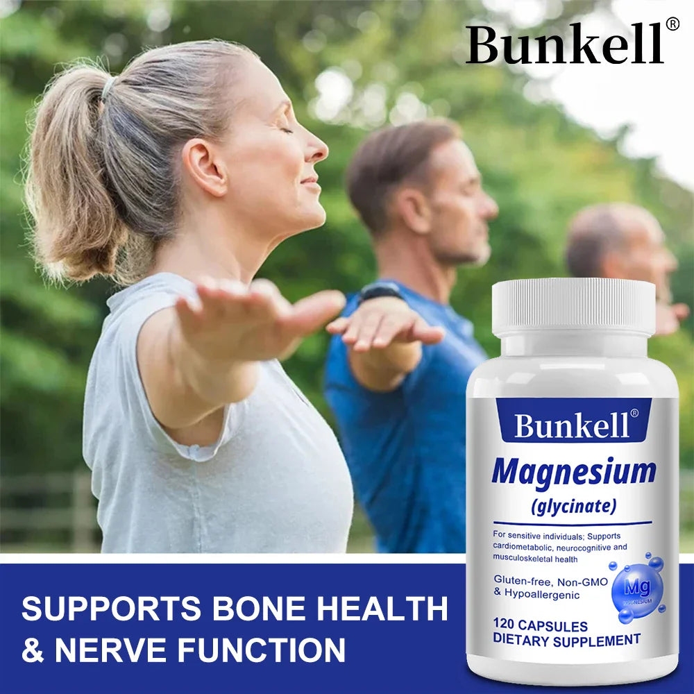 Bunkell Magnesium Glycinate 120 Veggie Caps | High Absorption