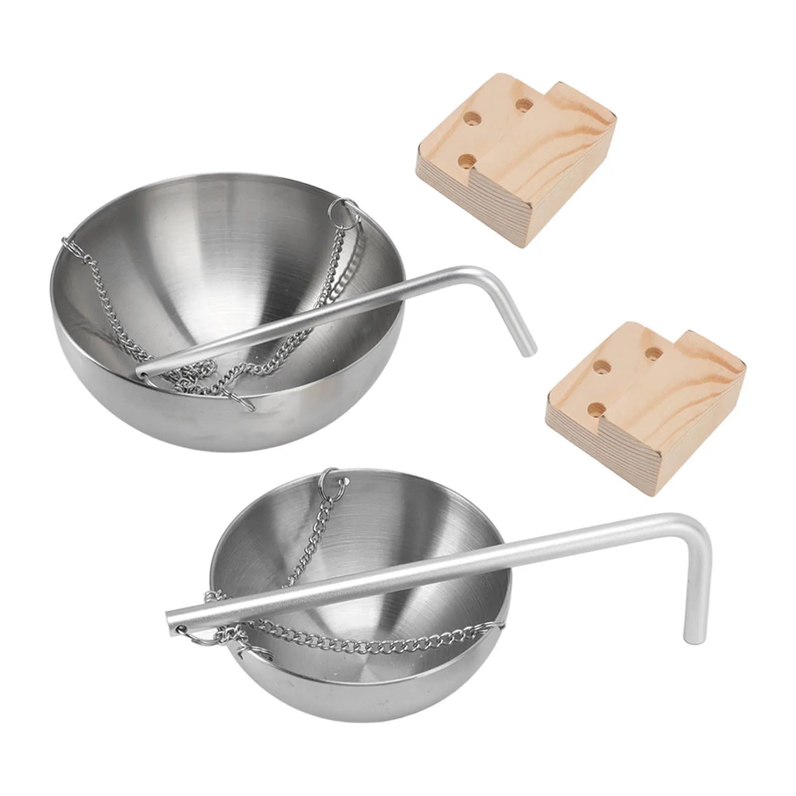 Sauna Essential Oil Bowl Stainless Steel Easy To Use Glossy Hanging Sauna Oil Cup Swingable with Wooden Block for Relaxing Peaceful Pleasures Health and Wellness