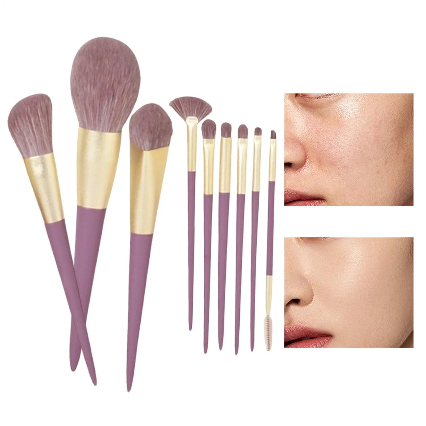 9-Piece Makeup Brush Set with Storage Bag | Foundation & Eye