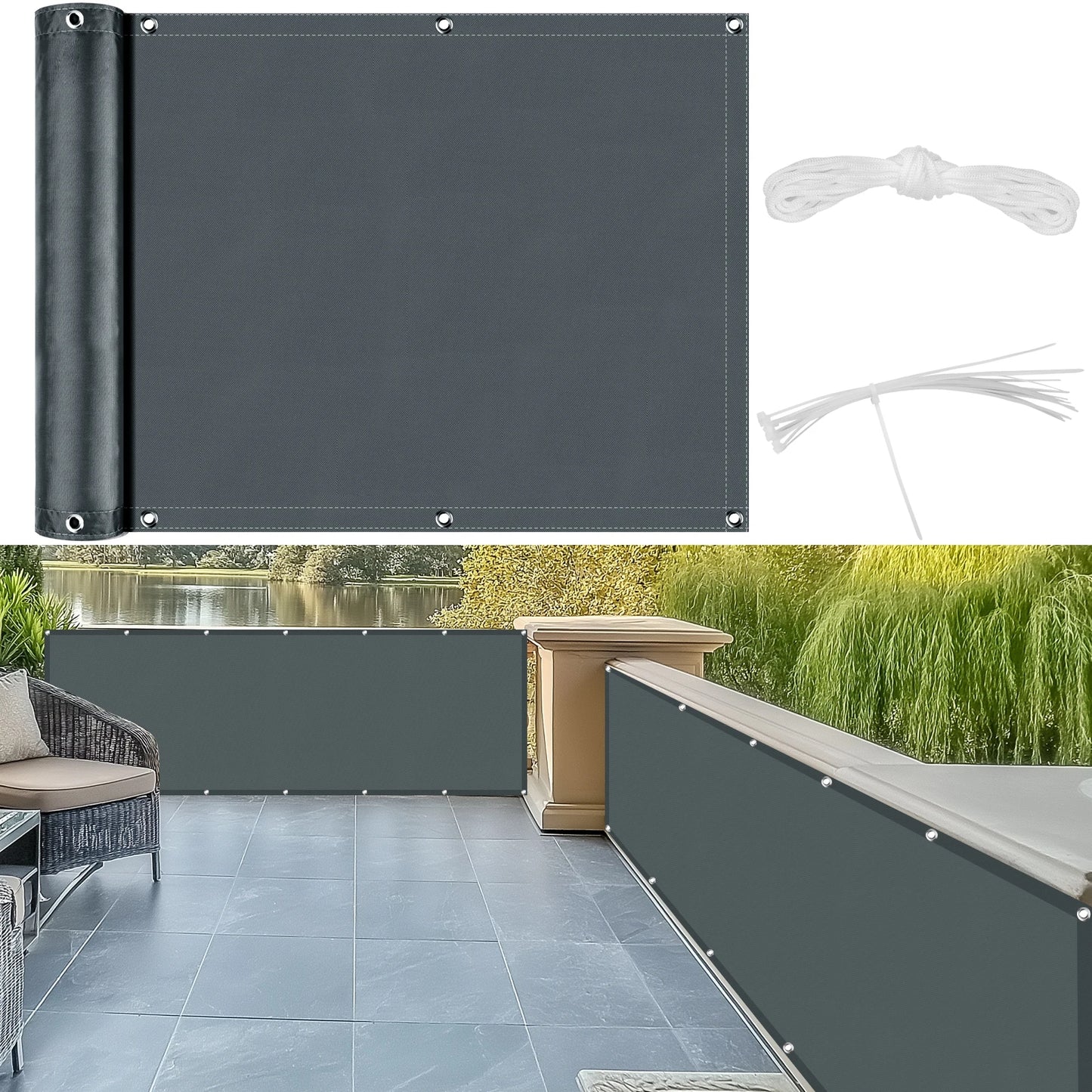 Waterproof Balcony Privacy Screen | UV & Wind Protection
