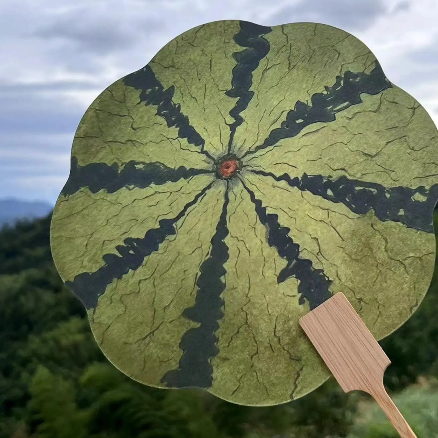 Round Fans For Travel Watermelon Printing Photo Prop Camping Watermelon Print Fan For Camping Picnic Fishing Beach Outdoor Men Peaceful Pleasures Health and Wellness