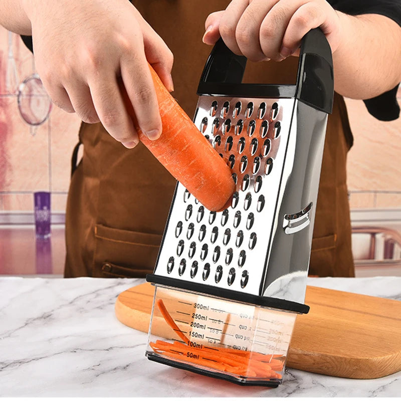 4-Sided Stainless Steel Box Cheese Grater with Container