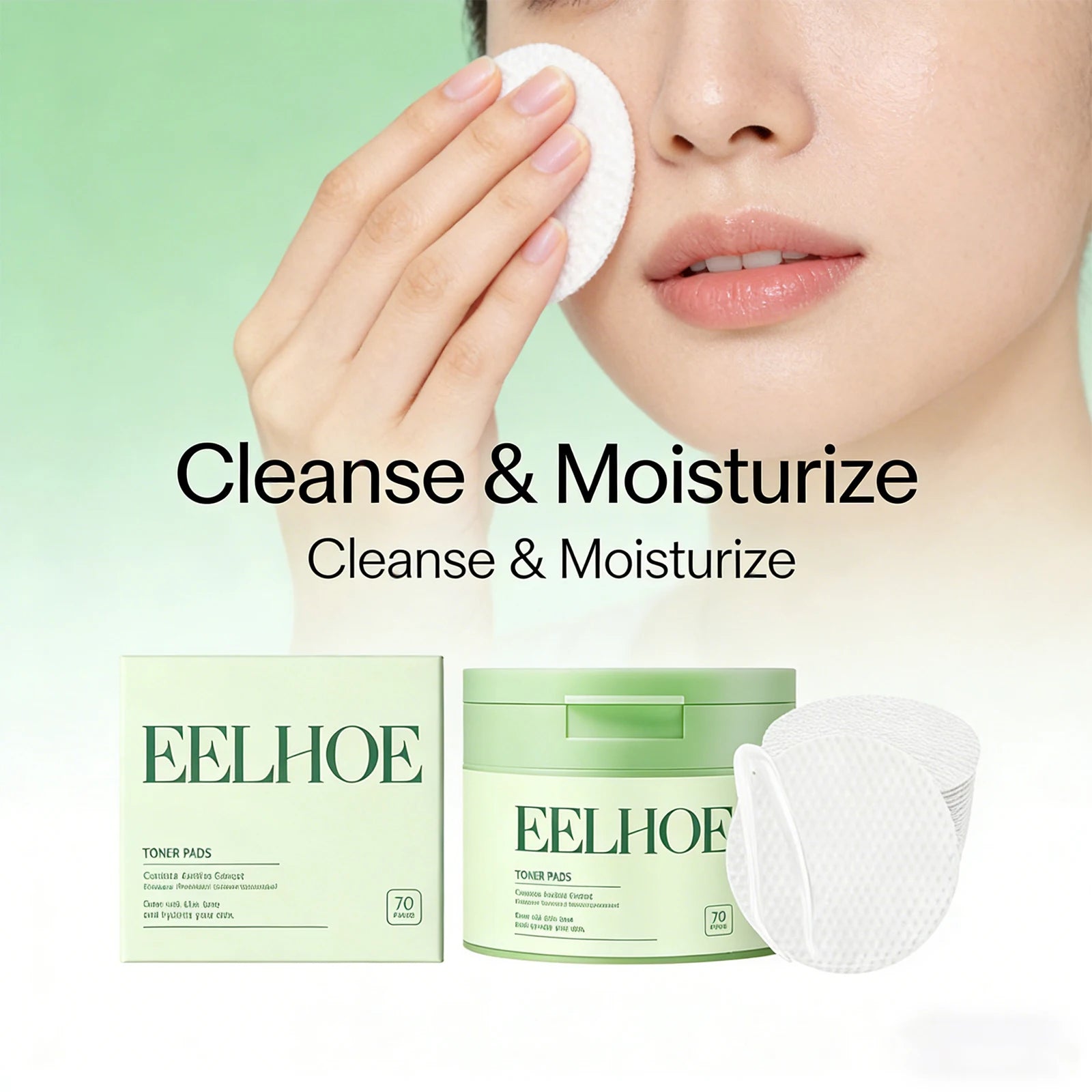 EELHOE Toning Cotton Pads 70pcs – Hydrate, Cleanse & Oil Control Toning Cotton Pads Peaceful Pleasures Health and Wellness