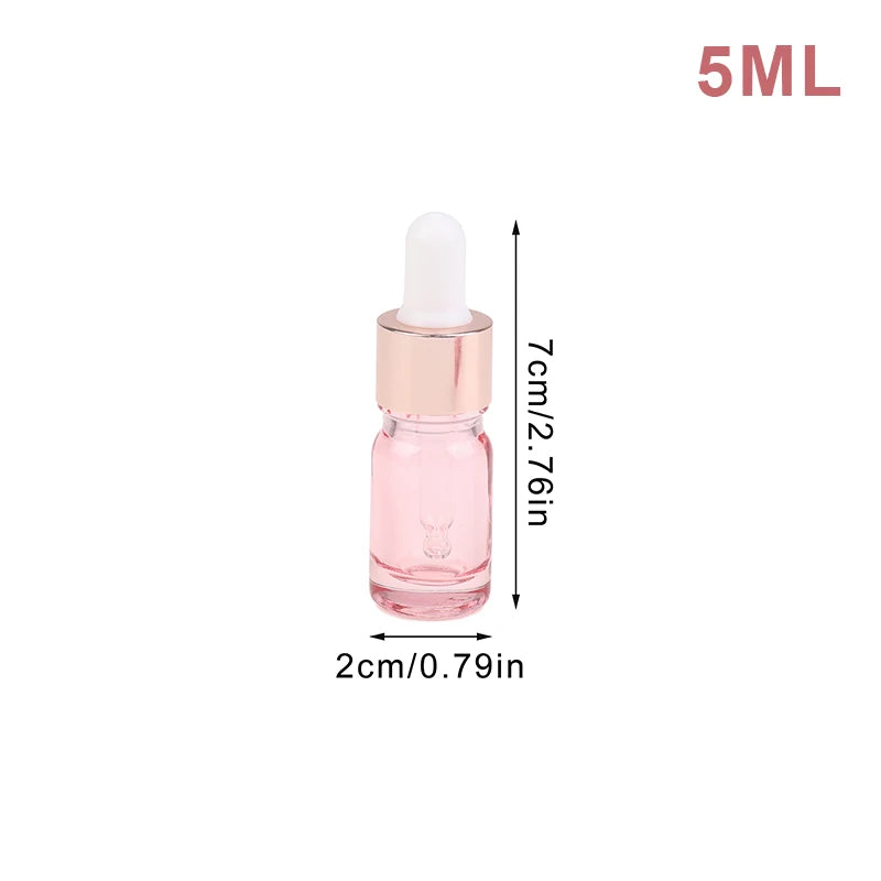 Pink Glass Dropper Bottles 5–100ml | Refillable Rose Lid