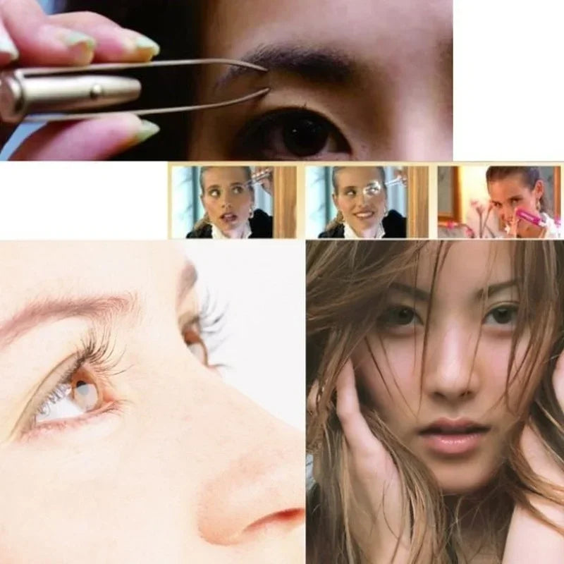 5pcs Portable Stainless Steel Smart Design Eyebrow Hair Remove Tweezer with LED Light Makeup Tool Peaceful Pleasures Health and Wellness