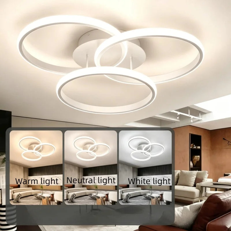 RUNTOIN Modern LED Circle Ceiling Light | 3000K–6500K 3-Color