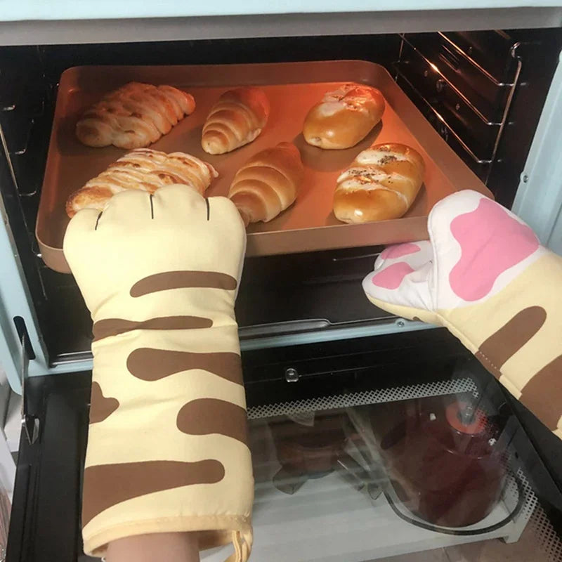 1pc Cute Cat Paws Oven Mitts Cat Claw Baking Oven Gloves Anti-scald Microwave Heat Resistant Insulation Non-slip Cat Paw Gloves Peaceful Pleasures Health and Wellness