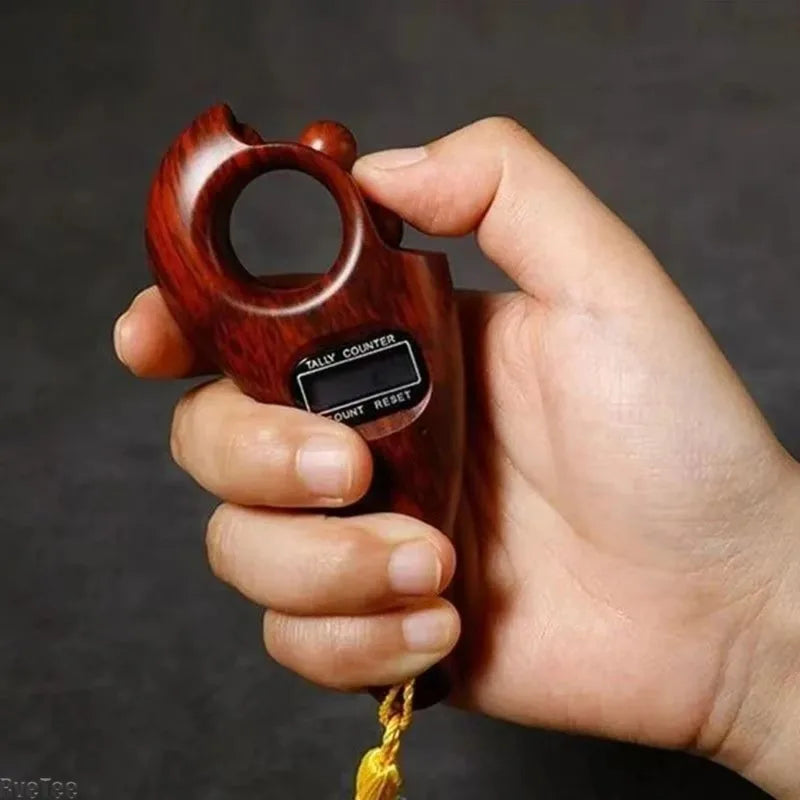 Digital Wooden Rosary Hand Counter | LCD Meditation Tally