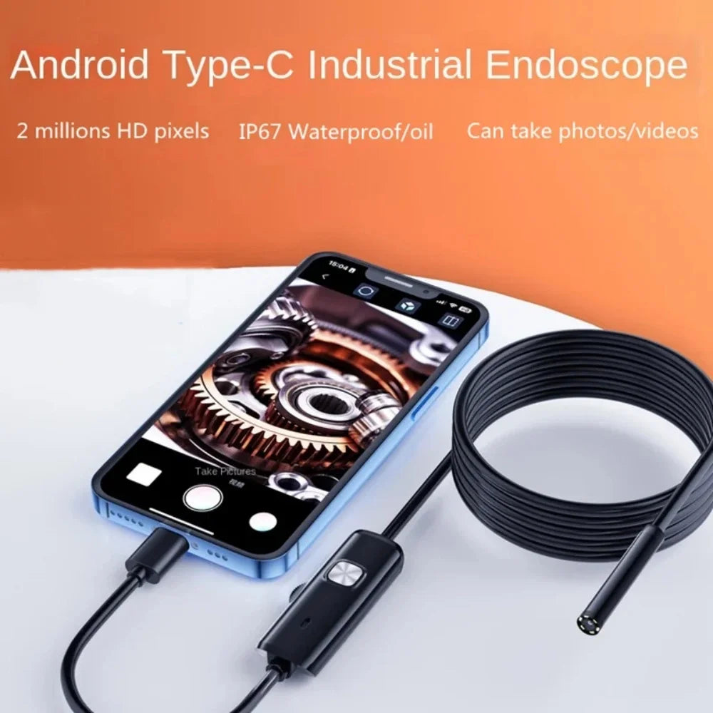 7mm Type-C Endoscope Camera IP67 | 6 LED Flexible Borescope