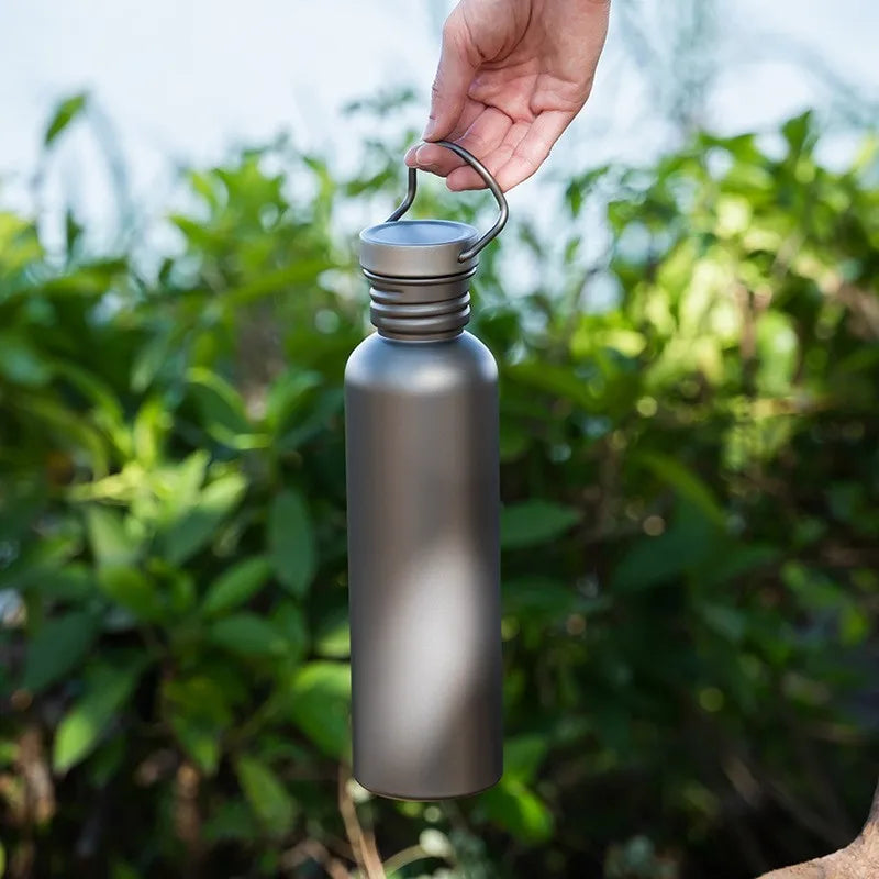 500/600/750ML Titanium Water Bottle Outdoor Camping Supplies Tourism Sports Cycling Hiking Camping Water Bottle with Cup Sleeve Peaceful Pleasures Health and Wellness