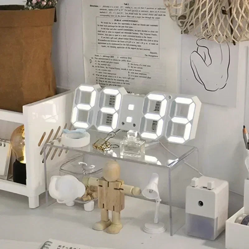 LED Digital Desk & Wall Clock – Alarm, Snooze & Dimmer