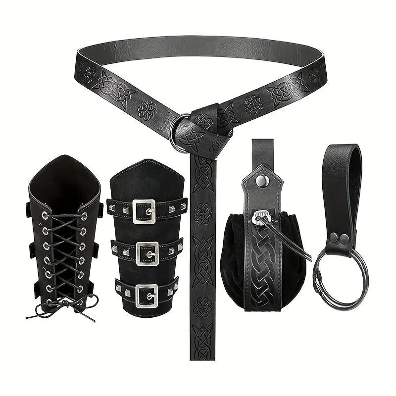 Retro Leather Embossed Belt Accessory BagLARP Halloween Costume