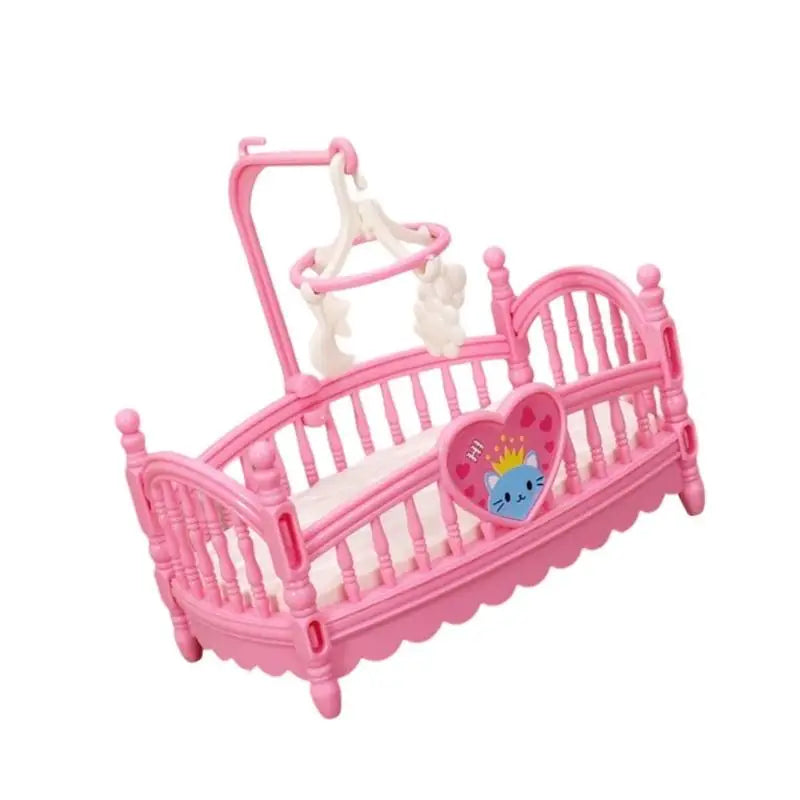 1:12 Miniature Dollhouse Crib | Realistic Nursery Furniture Pink