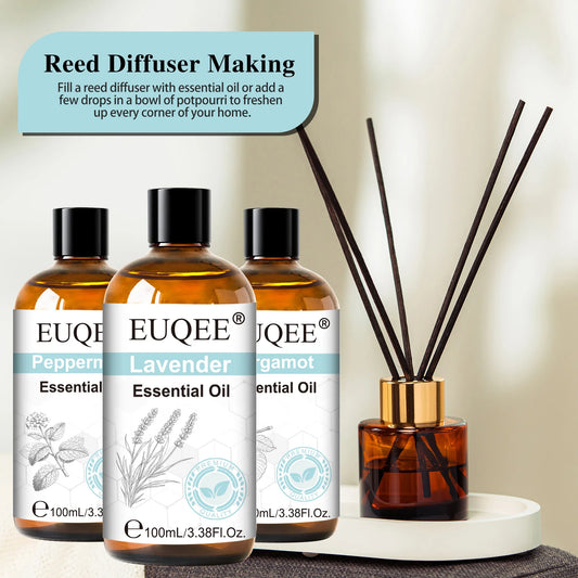 EUQEE 100ml Essential Oil for Diffuser – Lavender, Rose & More Aromatherapy Essential Oil Oasis Select