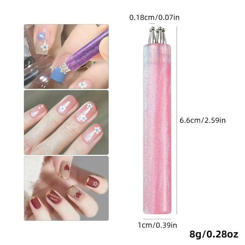Nail Art Design Tip Painting Carving Dotting Pen Stainless Steel Bristles Starry Sky Handle Nail Art Dotting Tools Peaceful Pleasures Health and Wellness Pink