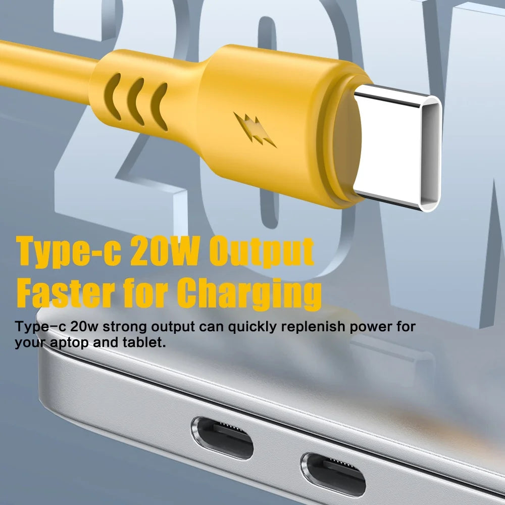 20W USB-C to USB-C Fast Charging Cable | 0.3m & 1.5m Yellow