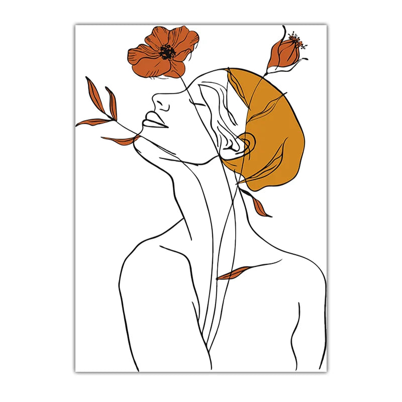 Abstract Woman Flower Canvas Wall Art – Modern Poster Print Canvas Wall Art Print Peaceful Pleasures Health and Wellness 01 20x25cm No Frame China Mainland