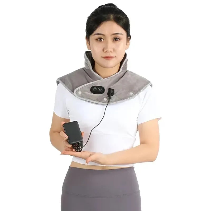 Electric Heating Shoulder Neck Pad Cervical Wrap with Three Gear Thermal Compress Massager Vibration Warm Back Relaxation Tool Peaceful Pleasures Health and Wellness