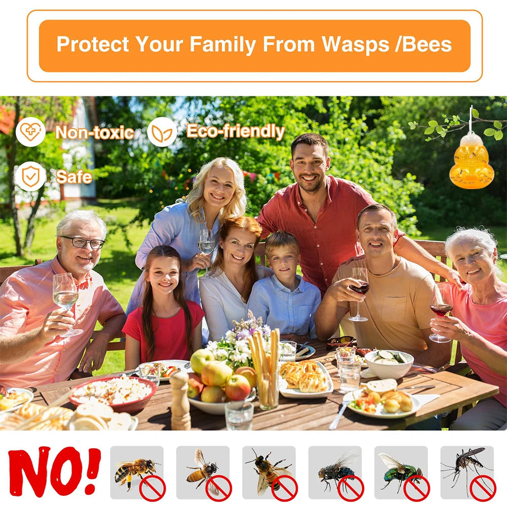 Wasp Trap Outdoor Reusable Portable Wasp Catcher Non-toxic Pest Control Garden Multi-hole Bee Trap for Home Farm Yard Supplies Peaceful Pleasures Health and Wellness
