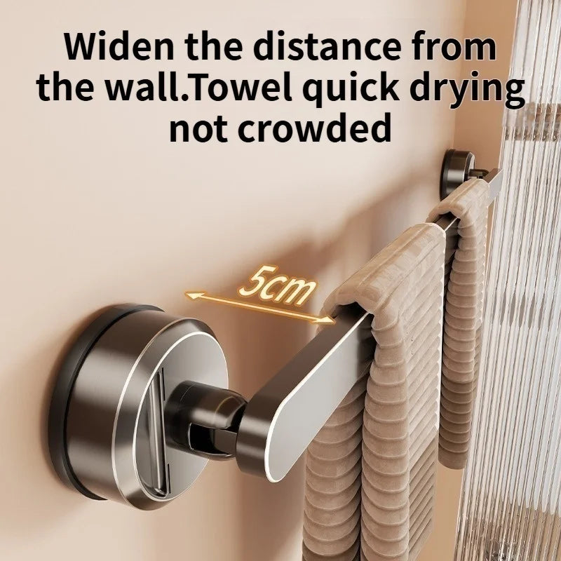 No-Drill Suction Cup Towel Bar & Hook Rack | Bathroom Kitchen