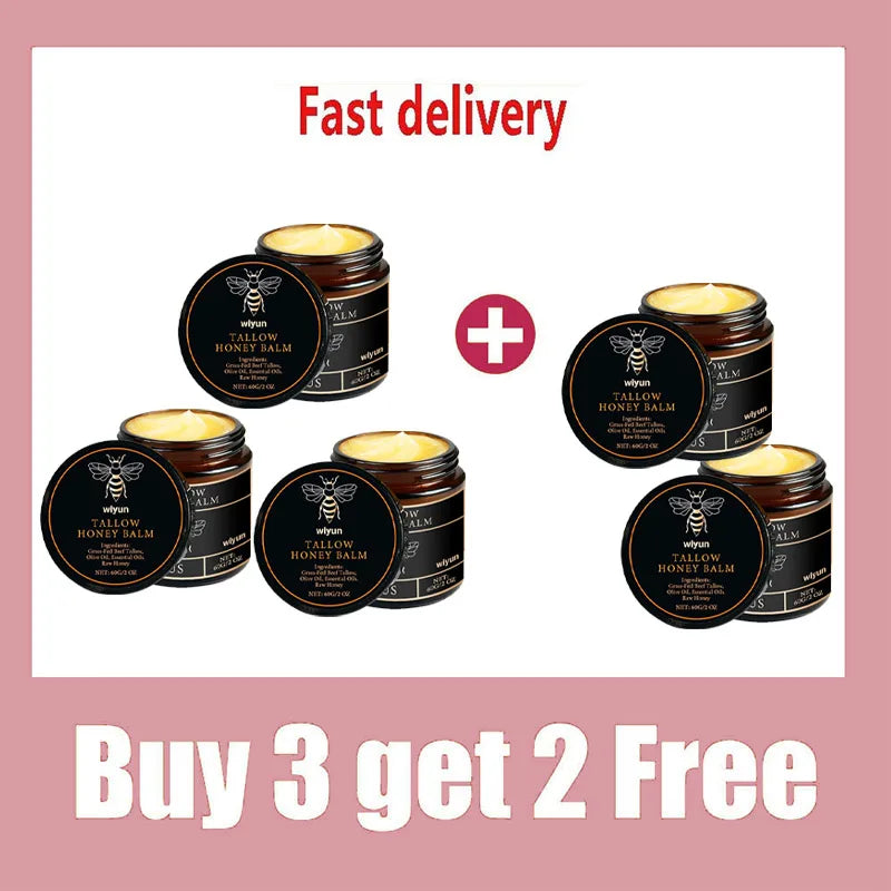 1/3/5pcs Beef Tallow Honey Cream Brand Facial Care Moisturizing Smooth Skin Light Non-greasy Cream Gentle Hydrating Moisturizer Peaceful Pleasures Health and Wellness Buy 3 Get 2Free