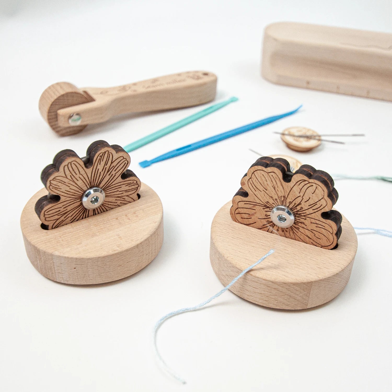 1x Flower Shape Needle Magnetic Pin Holder + 1x Thread Cutter for Cross Stitch Needlework Embroidery +10pcs Positioning Bead Pin Peaceful Pleasures Health and Wellness