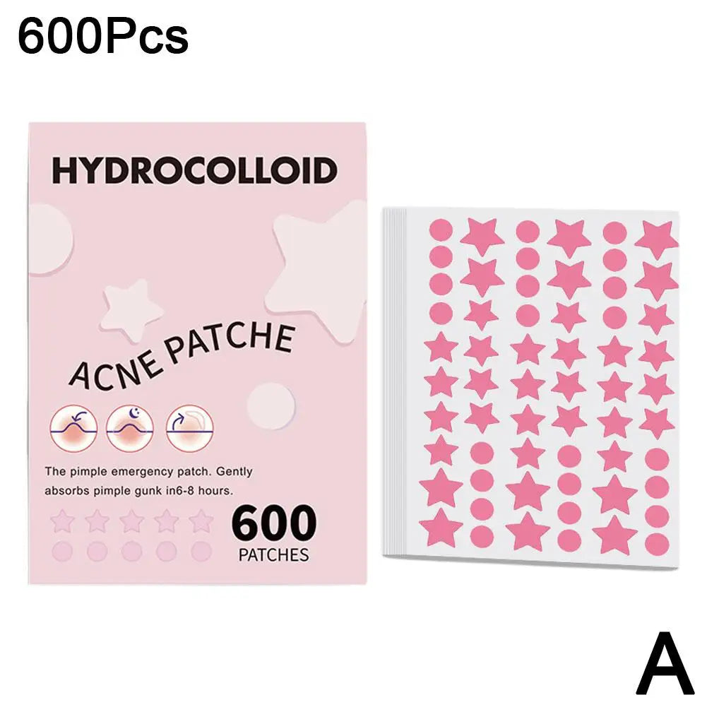 Jaysuing 600-Count Colorful Star Hydrocolloid Acne Patches – Large 12x9cm Sheet, Cute Star-Shaped Invisible Zit Cover Stickers Peaceful Pleasures Health and Wellness pink