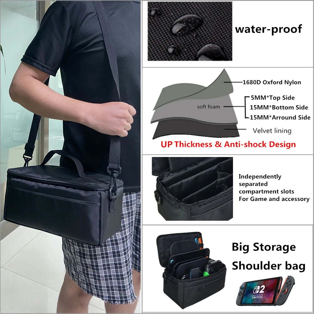 Large-Capacity Carry Case For Switch/Switch Oled/Switch 2 Bag Carrying Suitcase Game Card Storage Pouch Cover Big Accessories Peaceful Pleasures Health and Wellness