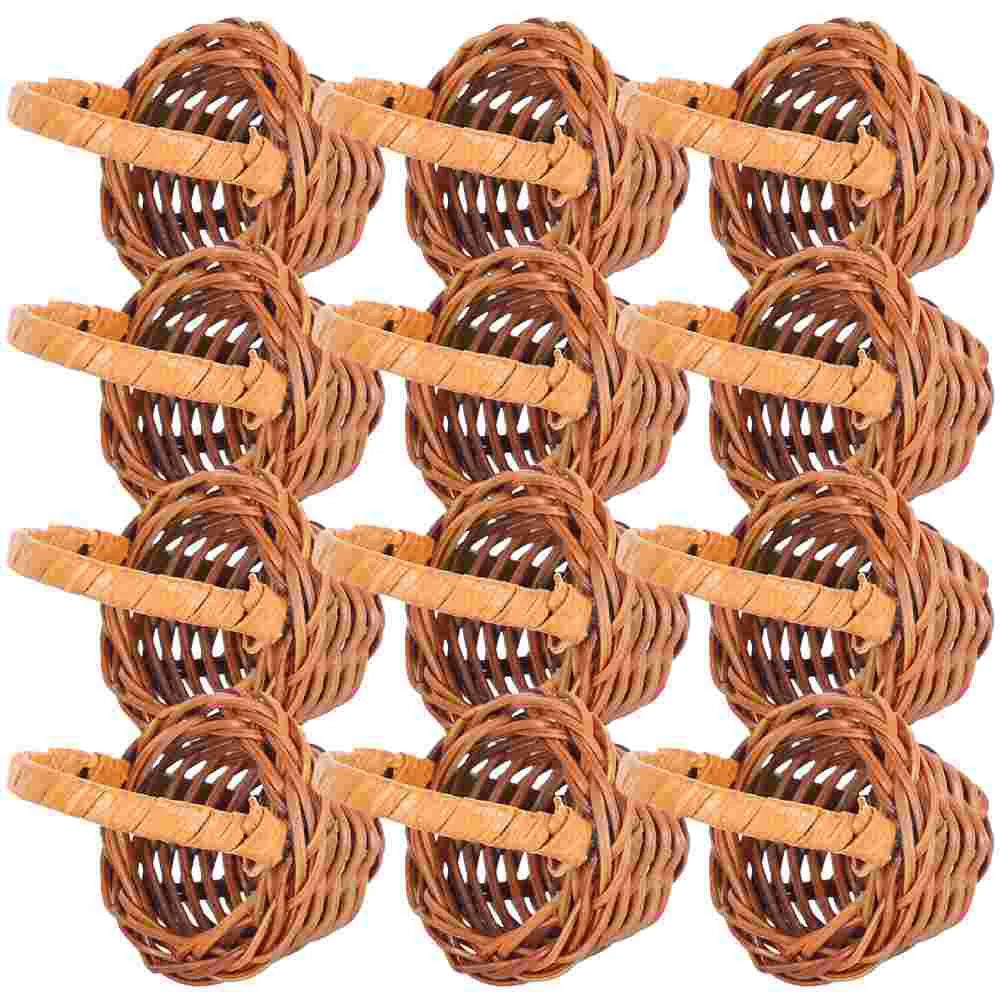 12pcs Mini Woven Basket Flower Storage Basket Dollhouse Flower Basket Small Easter Candy Gift Container Party Favor Decor Box Peaceful Pleasures Health and Wellness