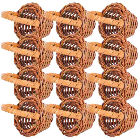 12pcs Mini Woven Basket Flower Storage Basket Dollhouse Flower Basket Small Easter Candy Gift Container Party Favor Decor Box Peaceful Pleasures Health and Wellness