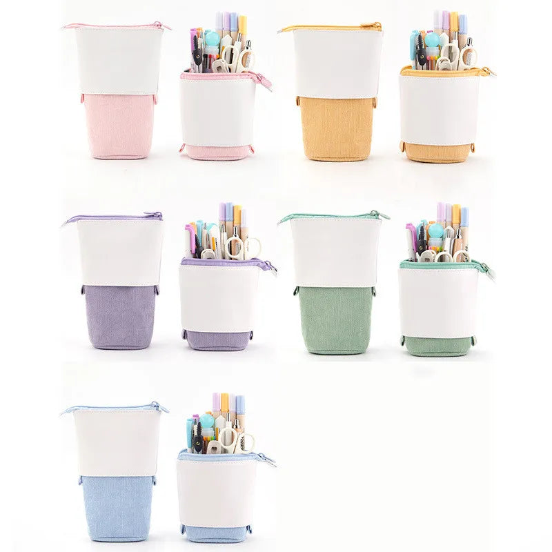 New Creative Retractable Pencil Case Kawaii DIY Printed Pen Case Large Capacity Pen Holder Office Stationery Storage Pencil Bag Peaceful Pleasures Health and Wellness