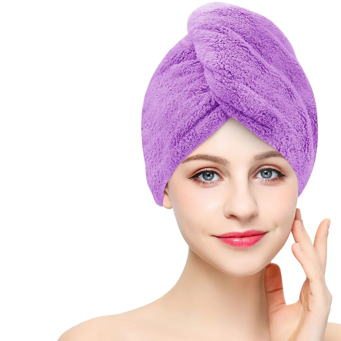Microfiber Hair Towel, Turbans for Wet Hair, Drying Wrap Towels, Anti Frizz for Curly Women Girls, 65*25 Cm Peaceful Pleasures Health and Wellness VIOLET/紫罗兰
