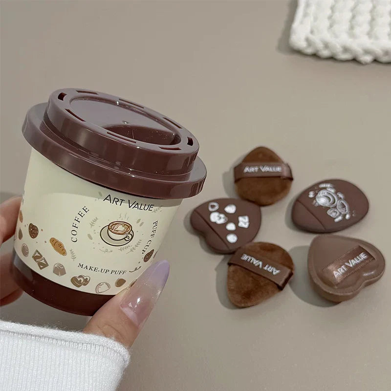 Art Value Mini Coffee Cup Powder Puff Set | 5pc Sponge Blush