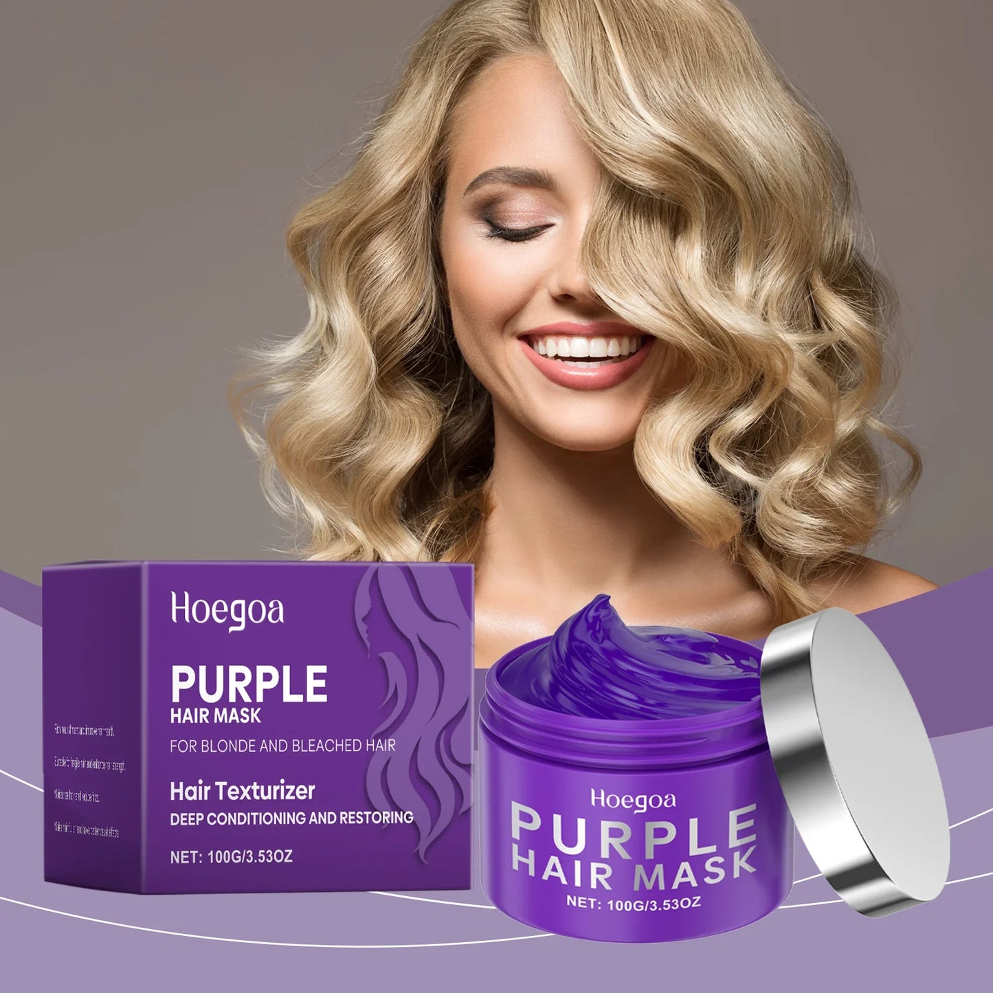 HOEGOA Purple Keratin Hair Mask – Toning, Repair & Frizz Control