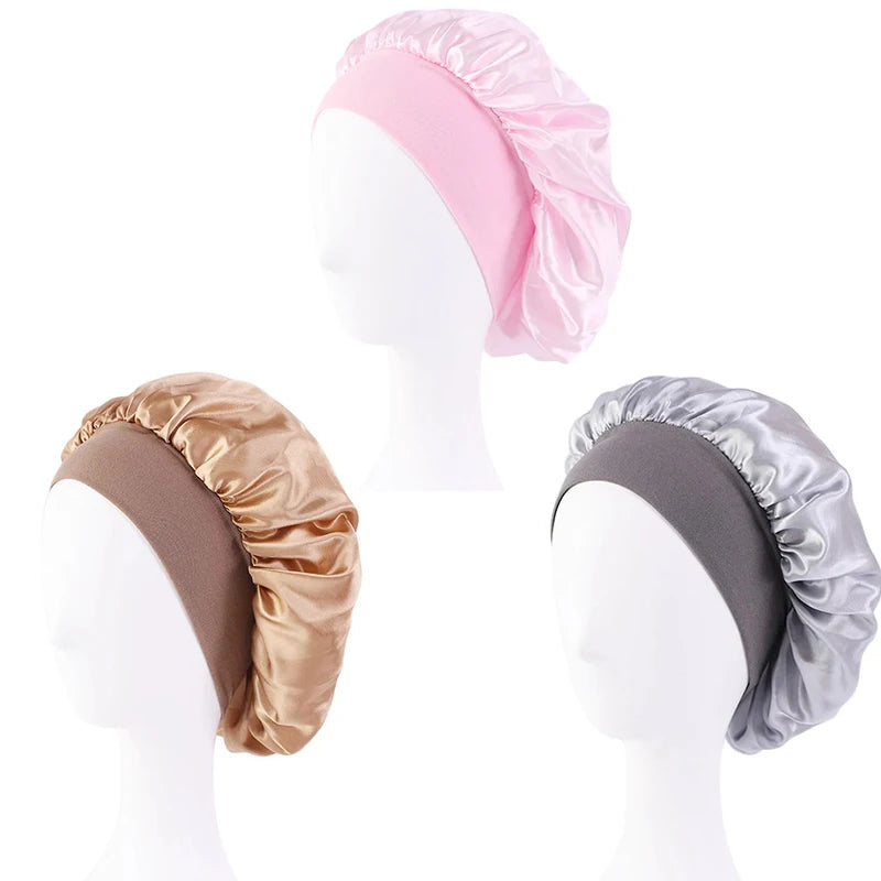 Women's Satin Sleep Bonnet | Wide Brim, Elastic Band Hair Care