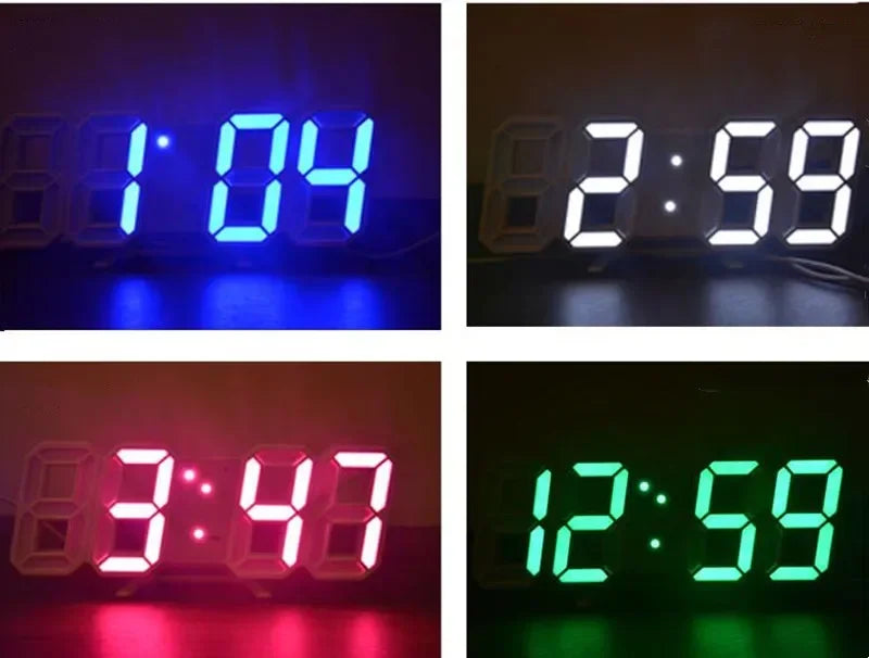 3D LED Digital Wall Clock – Time, Date & Temp | Night Mode
