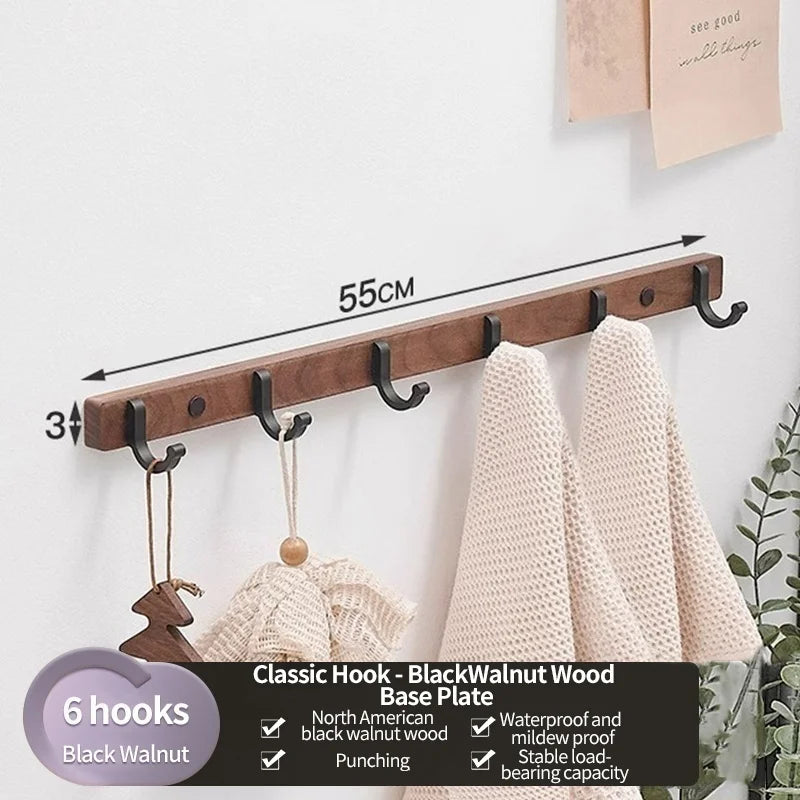 Wood & Aluminum Wall Hooks – Coat, Robe & Towel Hanger Rack