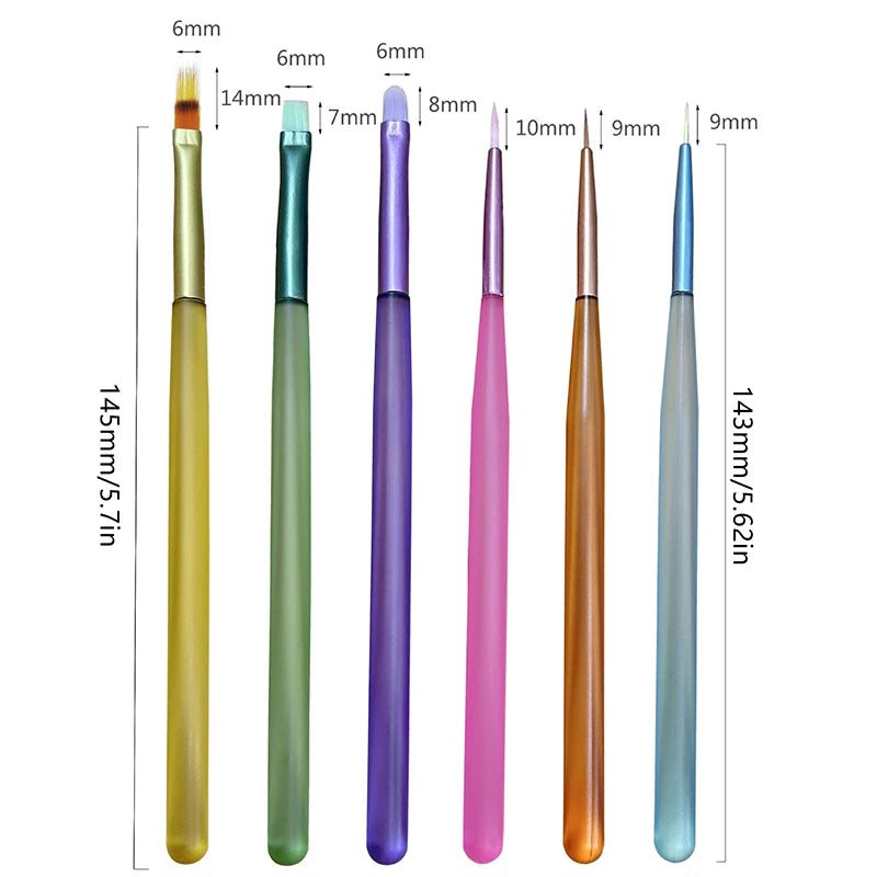 8pcs/Set Dopamine Nail Art Brush Design Tip Painting Carving Dotting Pen Flatfan Liner Acrylic Gel Uv Polish Manicure Tools Peaceful Pleasures Health and Wellness 8Pcs