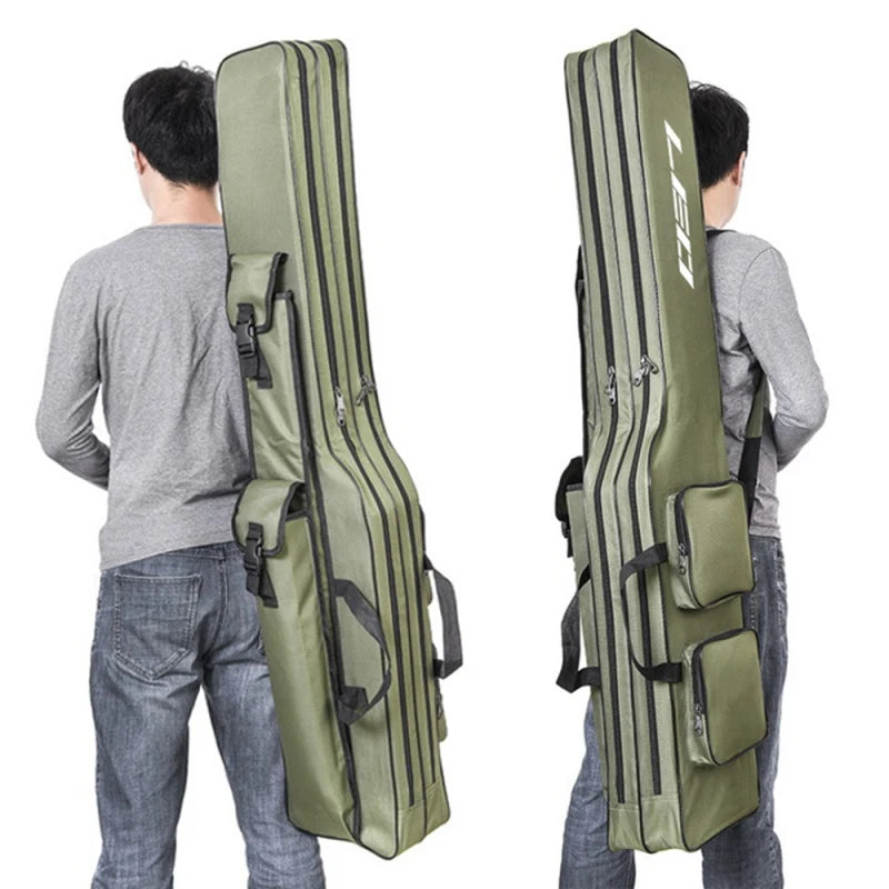 Two Layer Fishing Bag 130cm Rod Reel Bag Fishing Pole Gear Tackle Tools Carry Case Portable Durable Fishing Rod Tackle Bag Peaceful Pleasures Health and Wellness