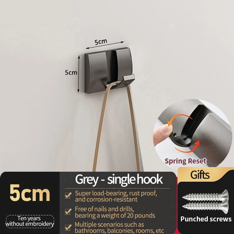 Folding Robe Hooks – 5-Hook Aluminum Wall Rack | Bath & Kitchen