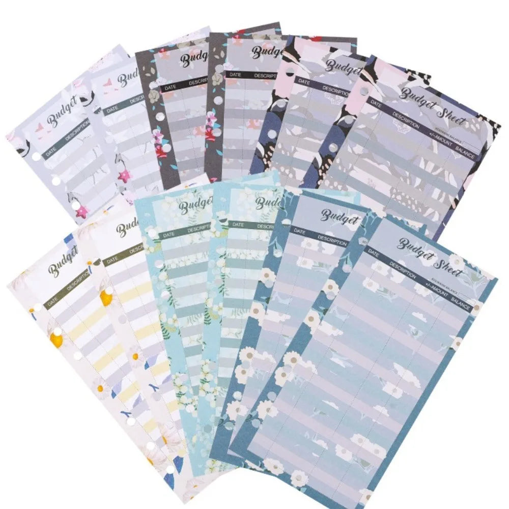12Sheets A6 Loose Leaf Refill Budget Paper Flower Fruit Pattern Expense Tracker Refill Binder Paper Budget Binder Paper Refill Peaceful Pleasures Health and Wellness