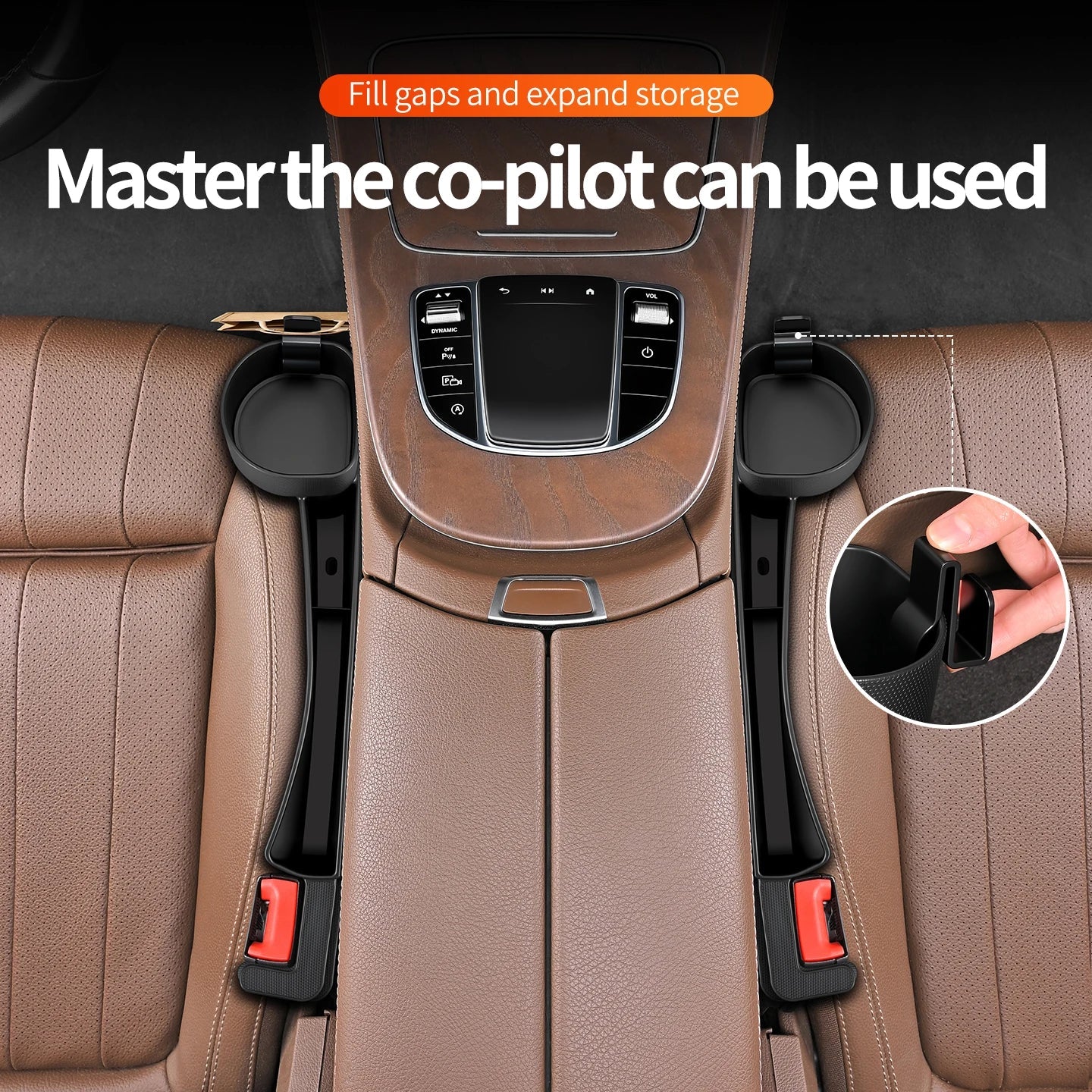 Car Seat Gap Filler Organizer with Cup Holder & Hook – 2 Pack