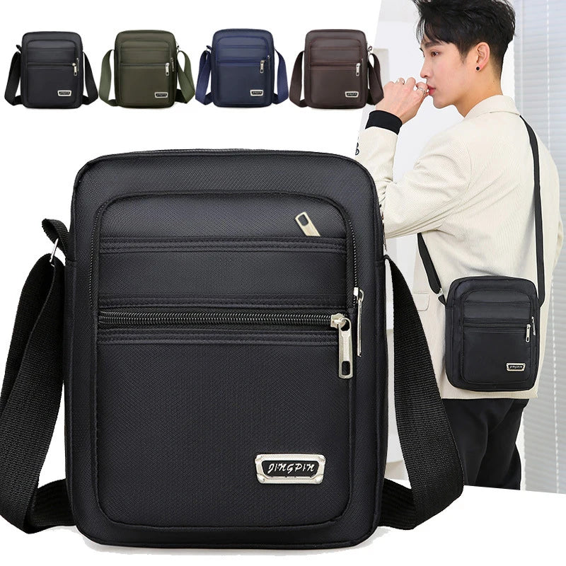 Men's Nylon Waterproof Crossbody Bag – Multi-Pocket Shoulder