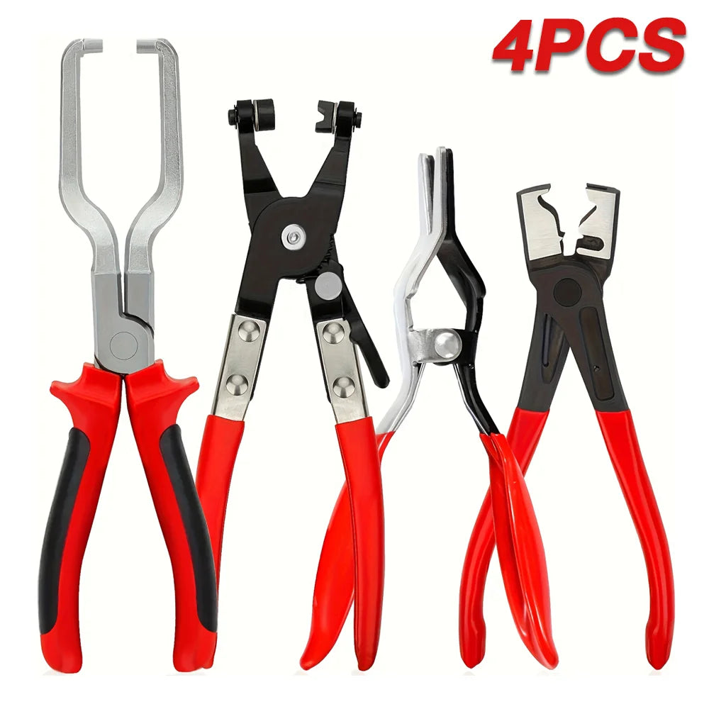 4PCS Hose Clamp Pliers Set Car Oil Fuel Pipe Separation Filter Clamp Pliers Professional Labor-Saving Auto Repair Hand Tools Peaceful Pleasures Health and Wellness 4PCS